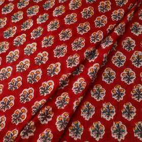 Red Sanganeri Block Print Cotton Fabric