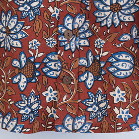 Red Sanganeri Block Printed Cotton Full-Sleeve Kids Shirt