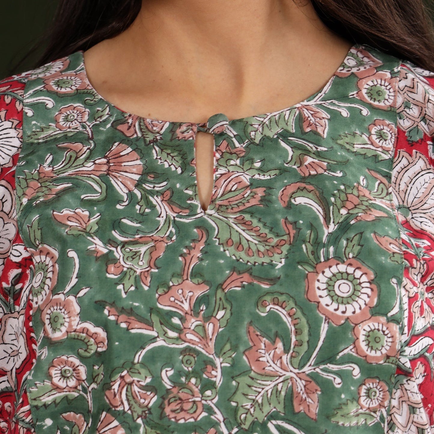 Buy Sanganeri Block Printed Cotton Long Kurta Online at iTokri.com