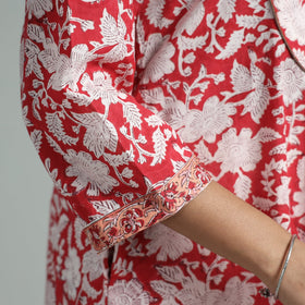 Red - sanganeri block printed cotton a-line kurta