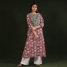 Buy Sanganeri Block Printed Cotton Long Kurta Online at iTokri.com