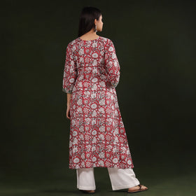 Buy Sanganeri Block Printed Cotton Long Kurta Online at iTokri.com