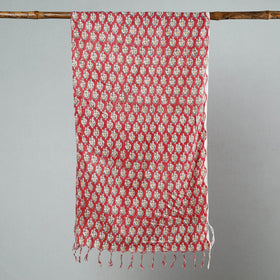 Buy Sanganeri Block Printed Cotton Stole with Tassels 12 Online at iTokri.com