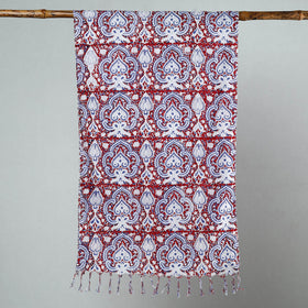 Buy Sanganeri Block Printed Cotton Stole with Tassels 29 Online at iTokri.com