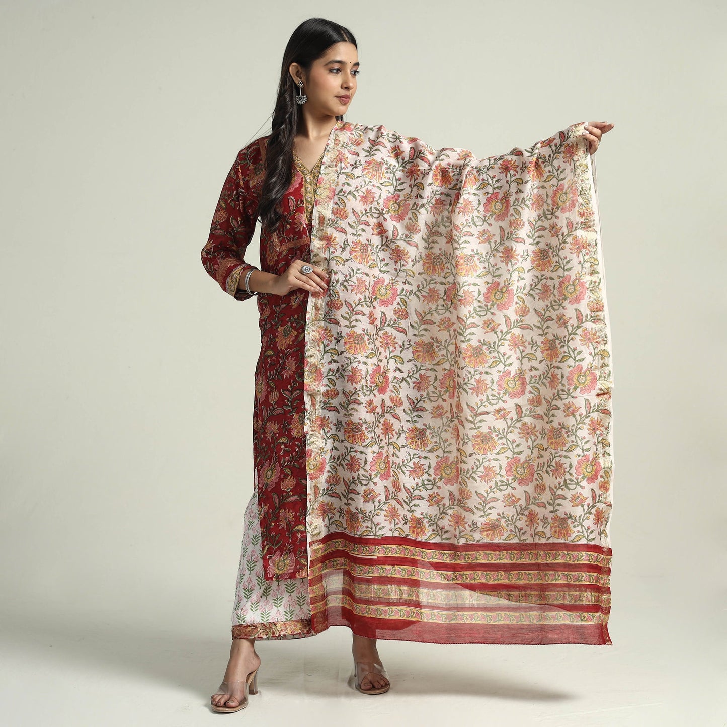 Sanganeri Kurta with Palazzo & Dupatta Set