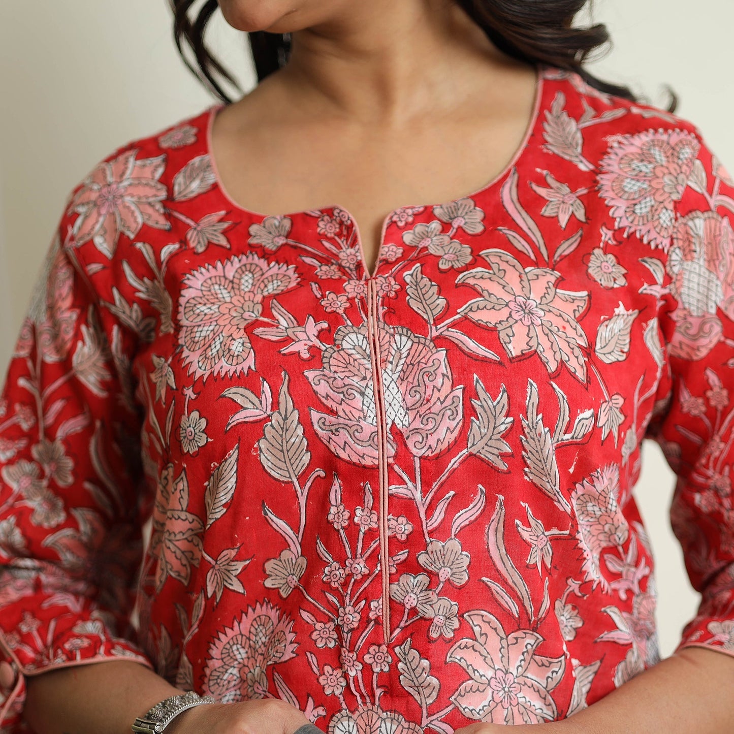 Sanganeri Block Printed Mul Cotton Straight Kurta 