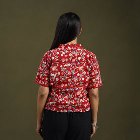  Red Sanganeri Block Print Cotton Crop Top