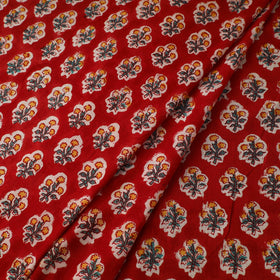 Red Sanganeri Block Print Cotton Fabric