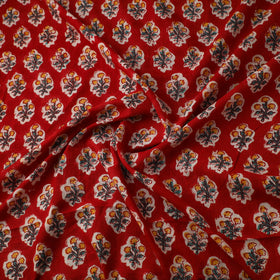 Red Sanganeri Block Print Cotton Fabric