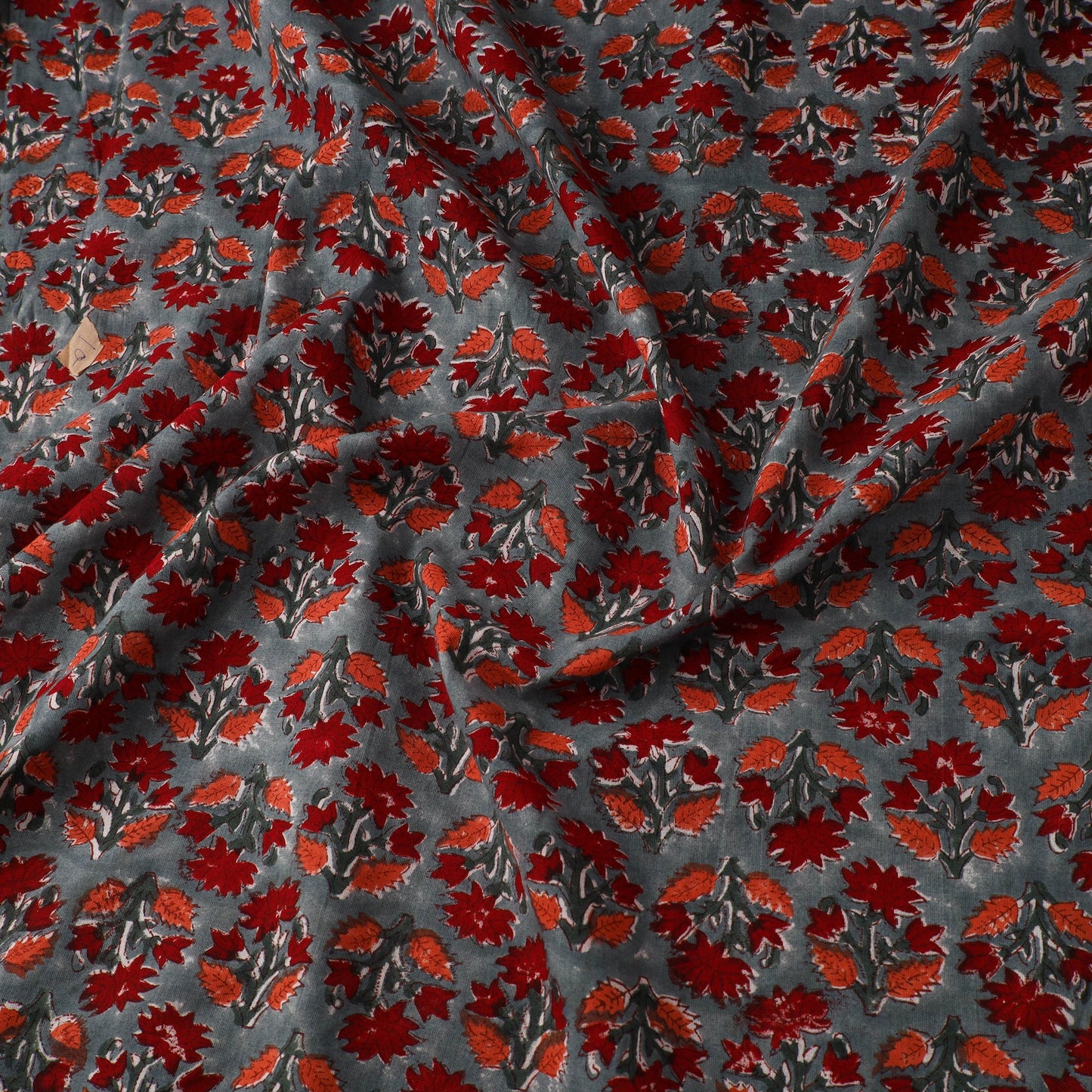Red Sanganeri Block Print Cotton Fabric