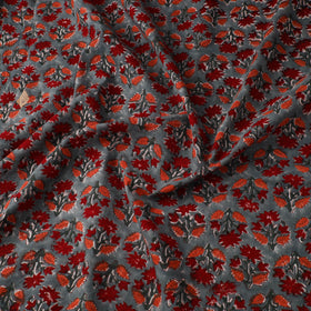 Red Sanganeri Block Print Cotton Fabric