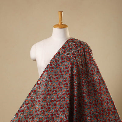 Red Sanganeri Block Print Cotton Fabric