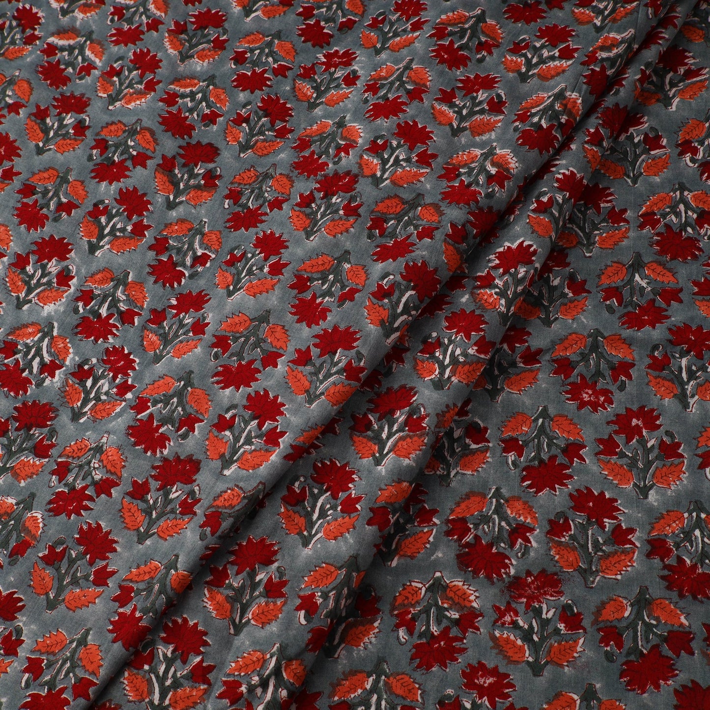 Red Sanganeri Block Print Cotton Fabric