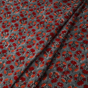 Red Sanganeri Block Print Cotton Fabric