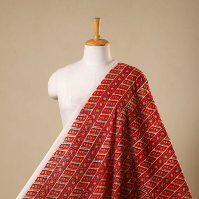 Red Sanganeri Block Print Cotton Fabric