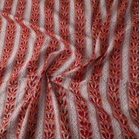 Red Sanganeri Block Print Cotton Fabric