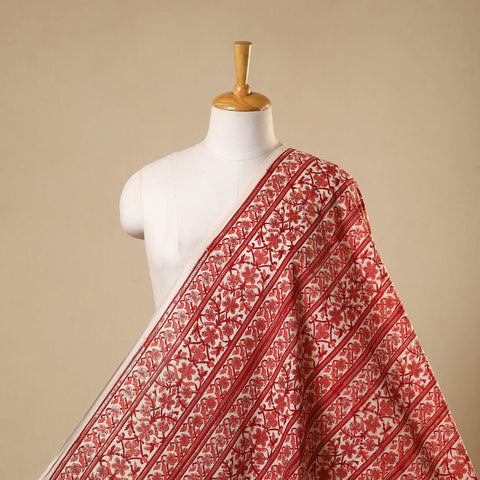 Red Sanganeri Block Print Cotton Fabric