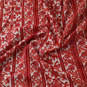 Red Sanganeri Block Print Cotton Fabric
