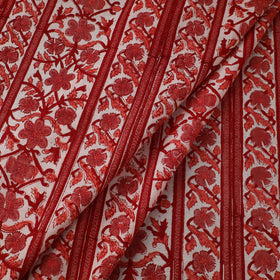 Red Sanganeri Block Print Cotton Fabric
