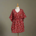 Red Sanganeri Block Print Cotton Kaftan (Medium) 