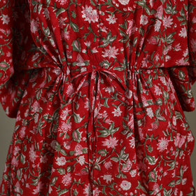 Red Sanganeri Block Print Cotton Kaftan (Medium) 