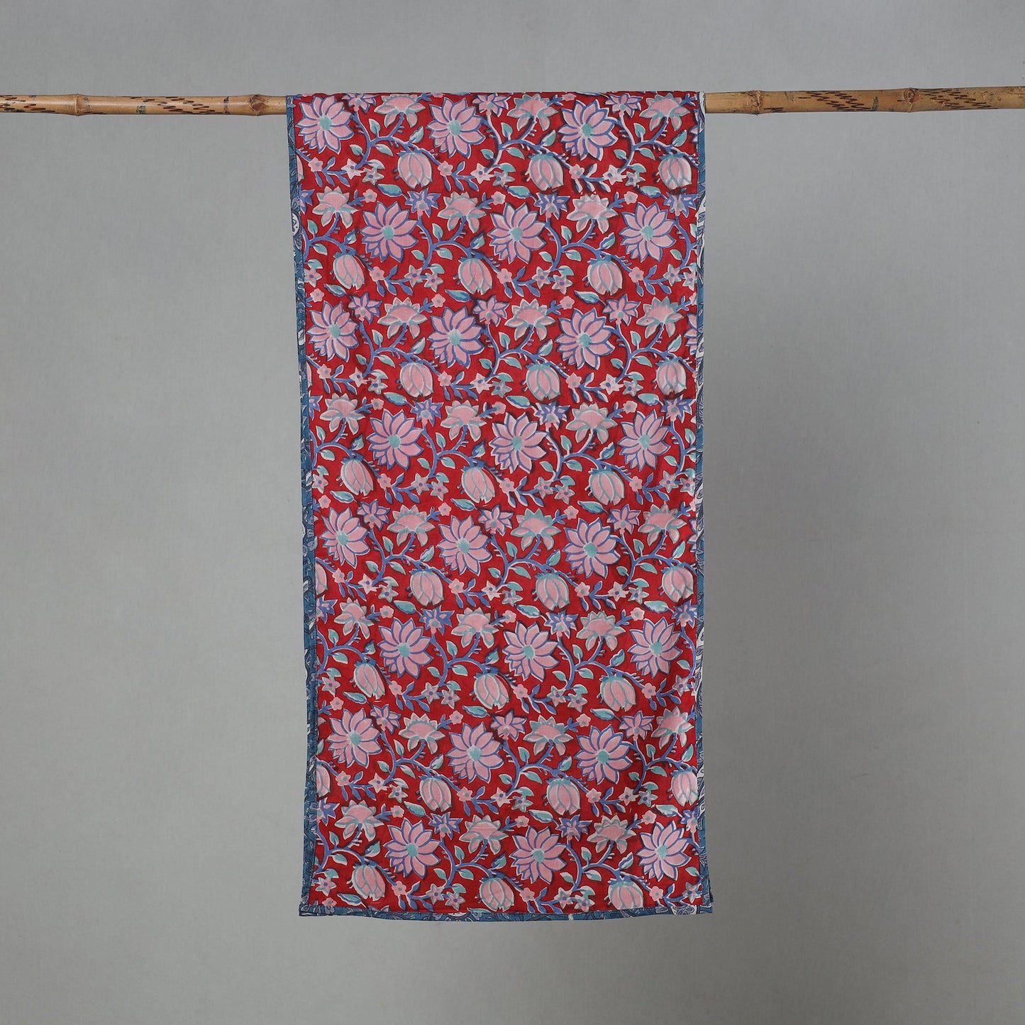  Red Sanganeri Block Print Cotton Stole 