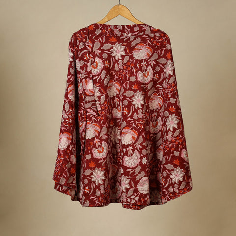 Red - sanganeri cotton wrap around skirt 07 - handcrafted