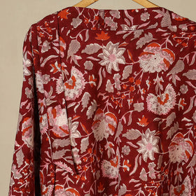 Red - sanganeri cotton wrap around skirt 07 - handcrafted