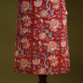 Red - sanganeri hand block print apron with pocket 03