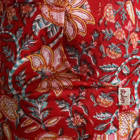 Red - sanganeri hand block print apron with pocket 03