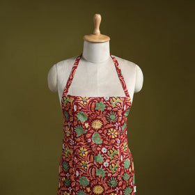 Red - sanganeri hand block print apron with pocket 25