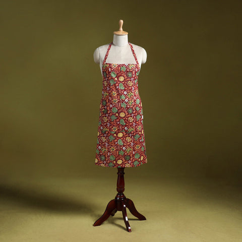Red - sanganeri hand block print apron with pocket 25