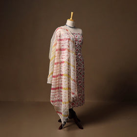 Red - sanganeri hand block print cotton 2pc unstitched