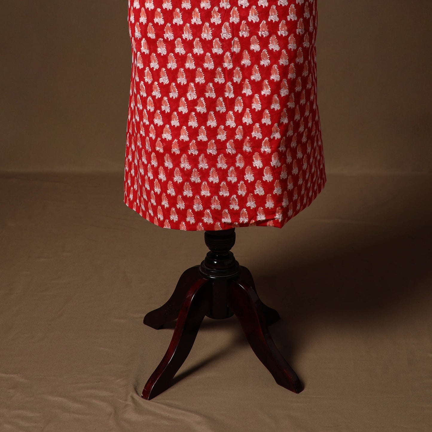 Red - sanganeri hand block print cotton 2pc unstitched