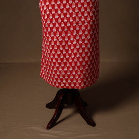 Red - sanganeri hand block print cotton 2pc unstitched