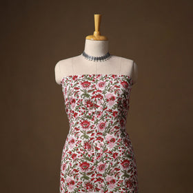 Red - sanganeri hand block print cotton 2pc unstitched