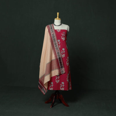Sanganeri hand block print cotton 2pc unstitched dress