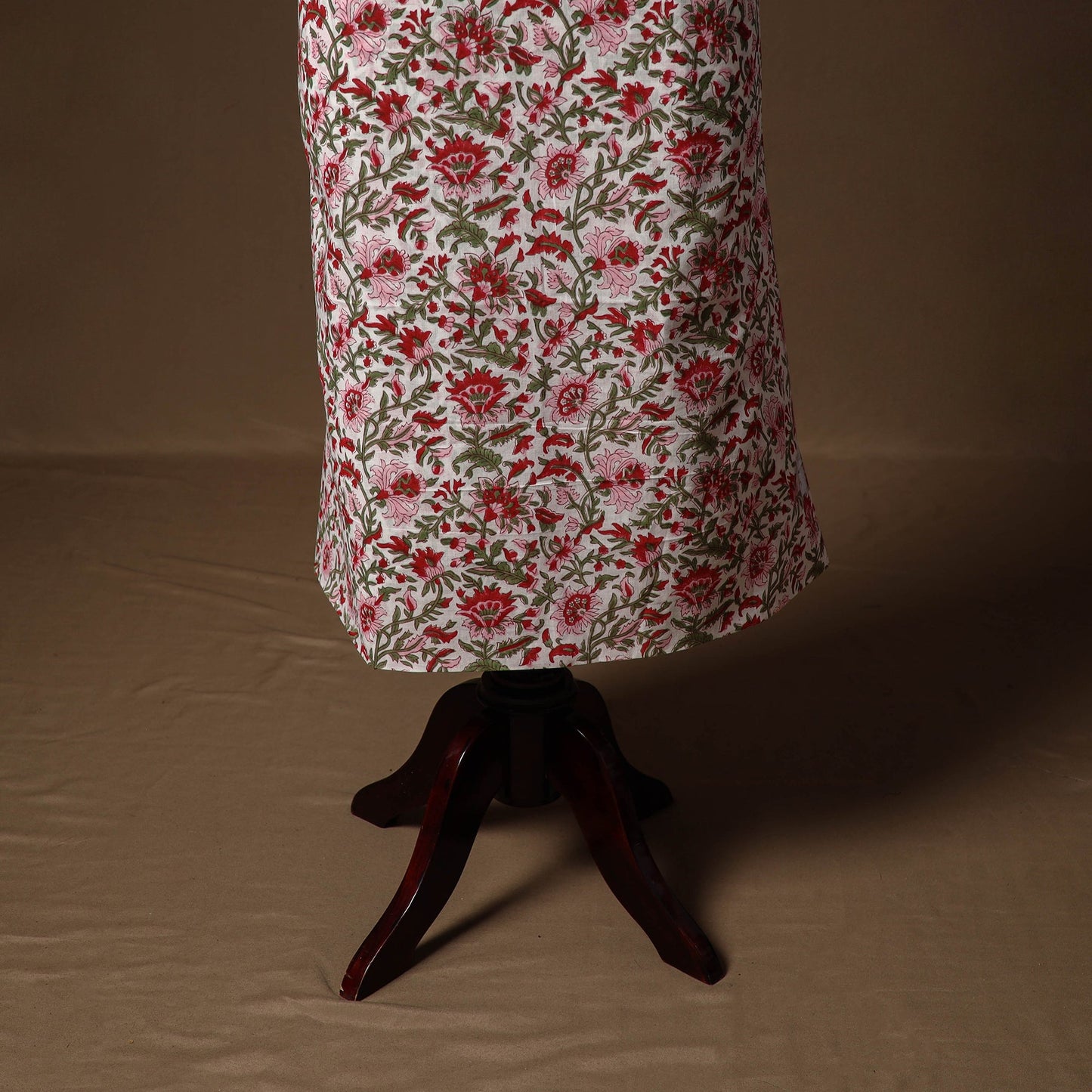 Red - sanganeri hand block print cotton 2pc unstitched