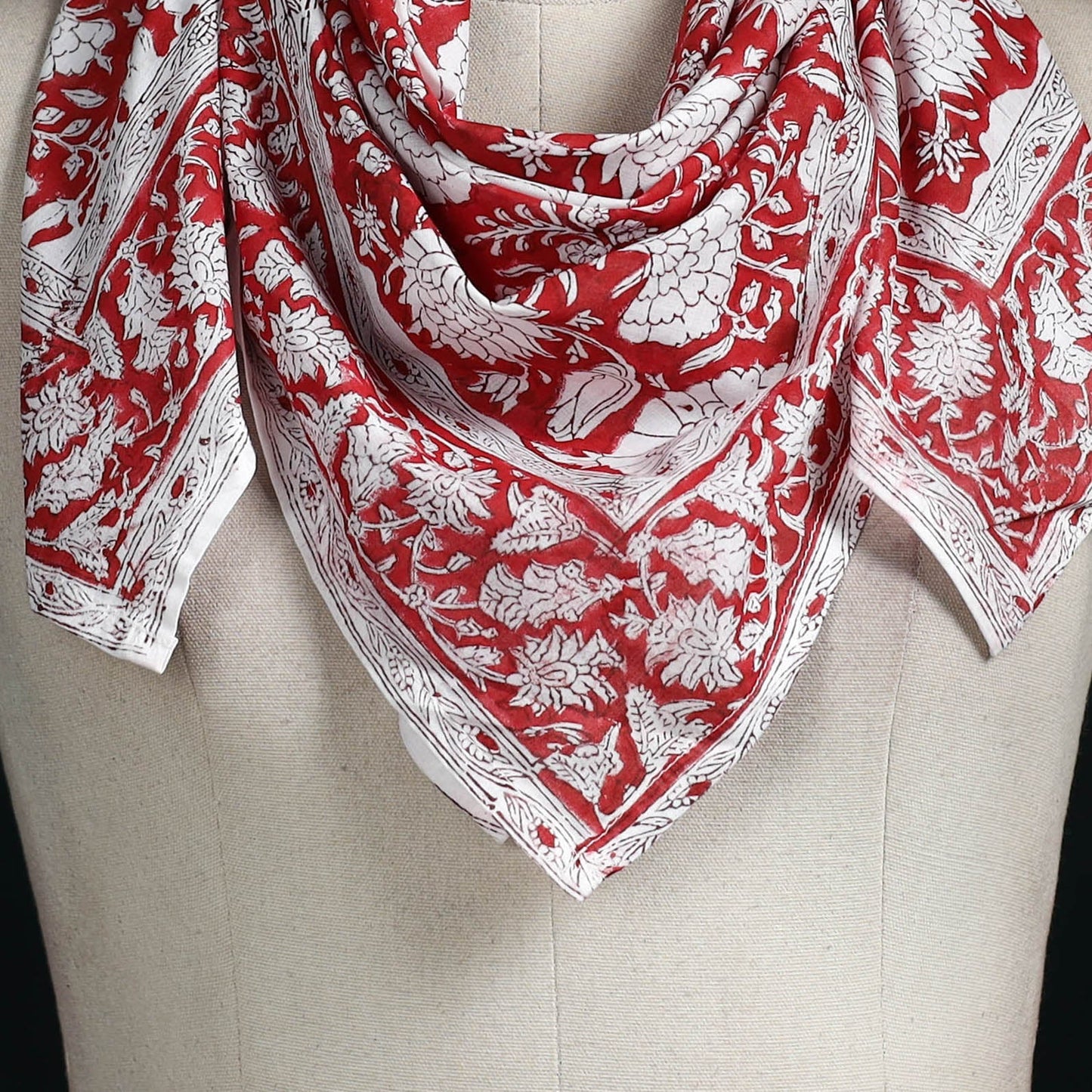 Sanganeri hand block print cotton scarf 06 - handcrafted