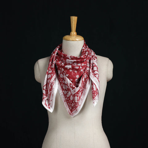 Sanganeri hand block print cotton scarf 11 - handcrafted