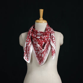 Sanganeri hand block print cotton scarf 11 - handcrafted