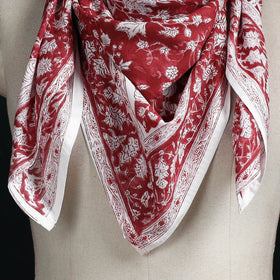 Sanganeri hand block print cotton scarf 11 - handcrafted