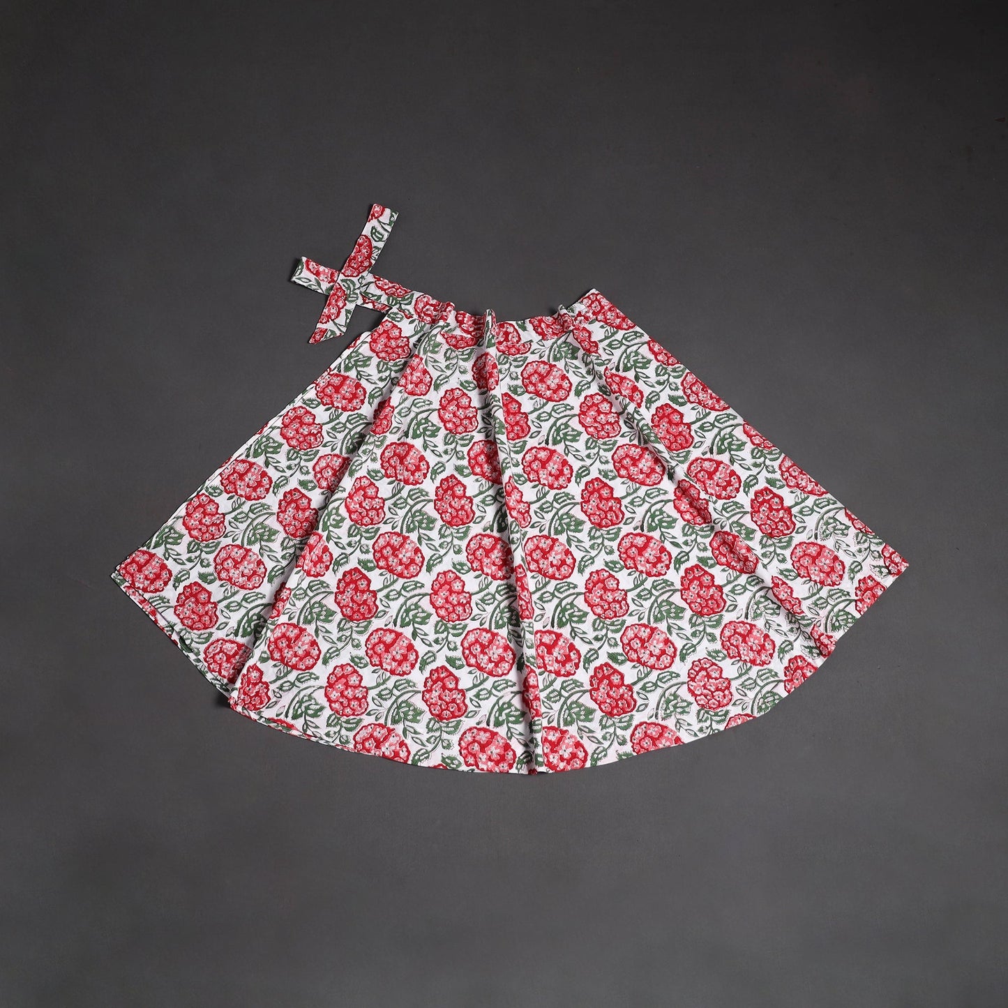 Sanganeri hand cotton wrap around skirt 58 - handcrafted