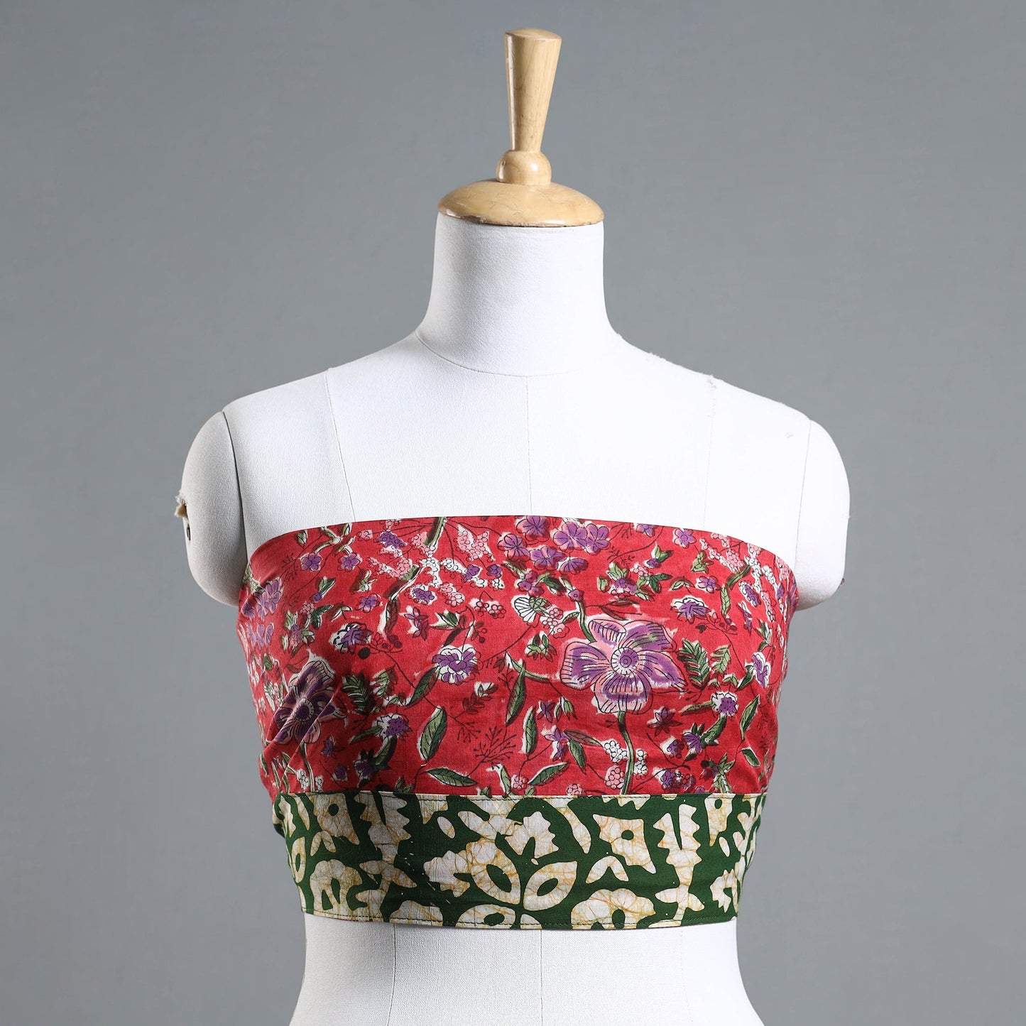 Red - Sanganeri Block Printed Cotton Blouse Piece