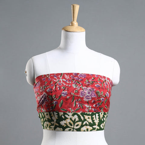 Red - Sanganeri Block Printed Cotton Blouse Piece