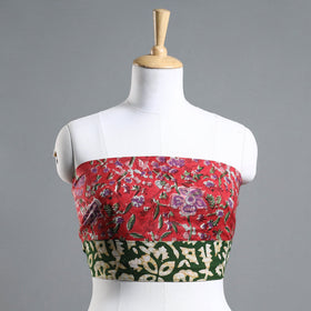 Red - Sanganeri Block Printed Cotton Blouse Piece
