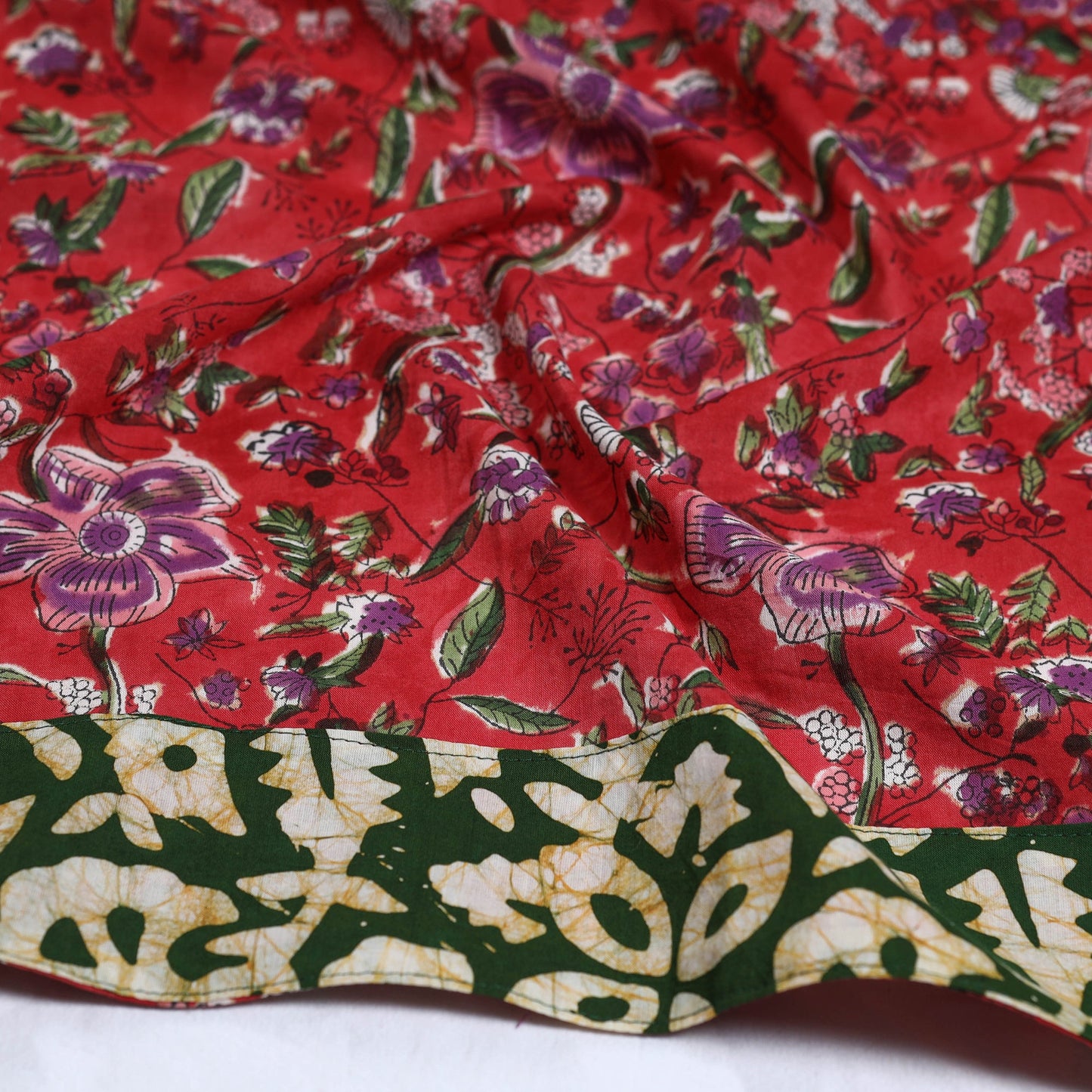 Red - Sanganeri Block Printed Cotton Blouse Piece