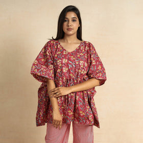 Buy Sanganeri Block Printed Cotton Kaftan & Pyjama Night Suit Set Online at iTokri.com