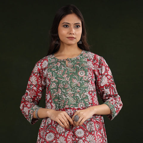 Buy Sanganeri Block Printed Cotton Long Kurta Online at iTokri.com