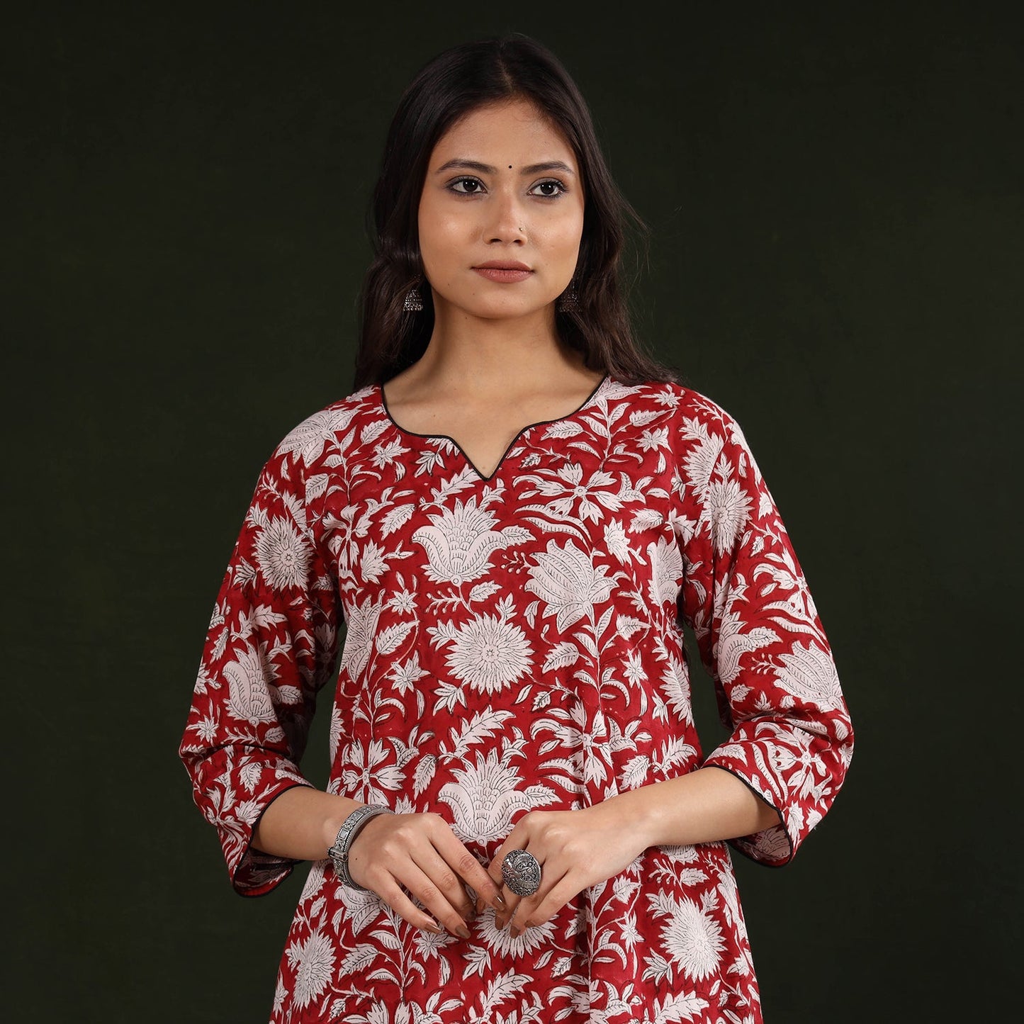  Sanganeri Block Printing Cotton Long Kurta for Women